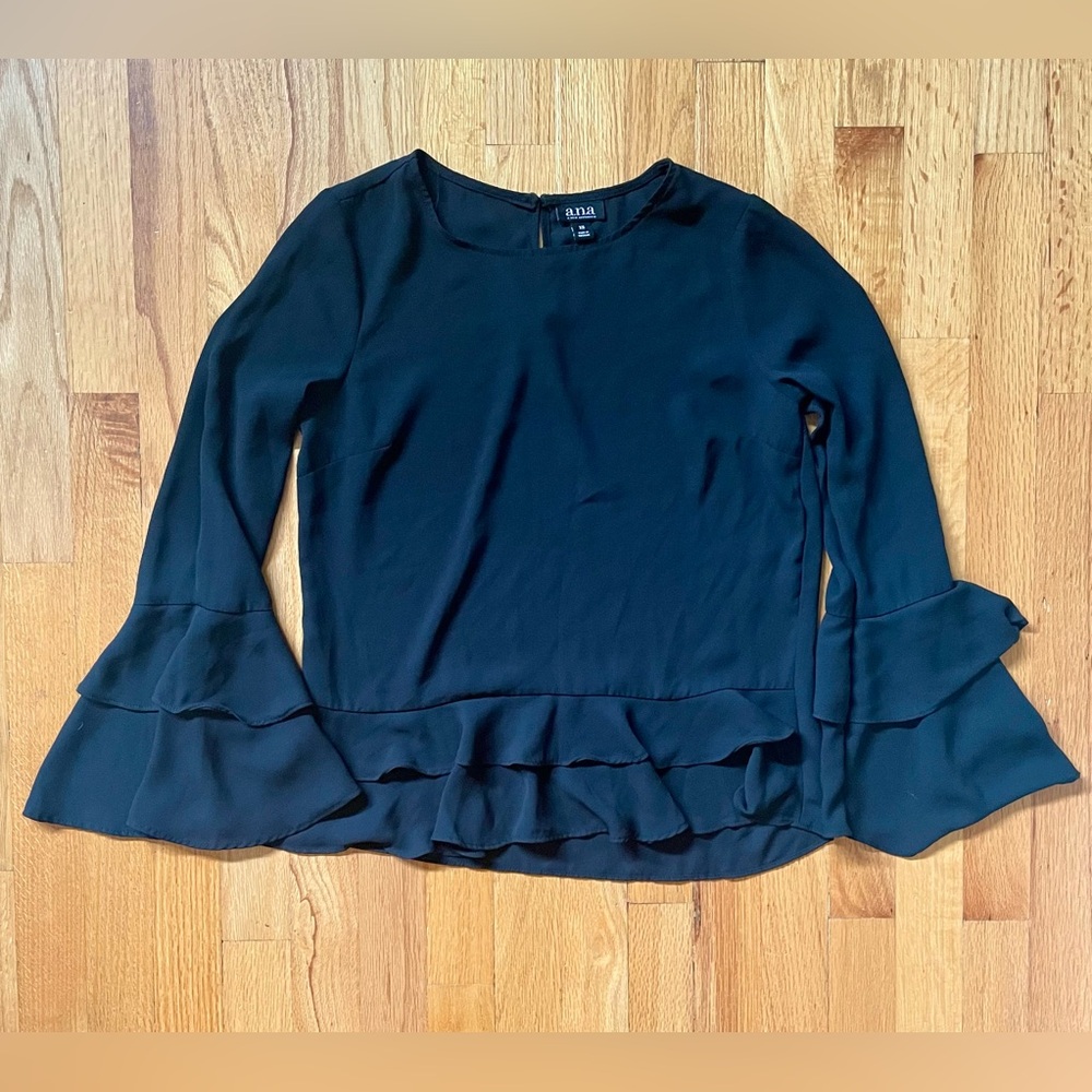 Elegant Black Flared Sleeve Blouse